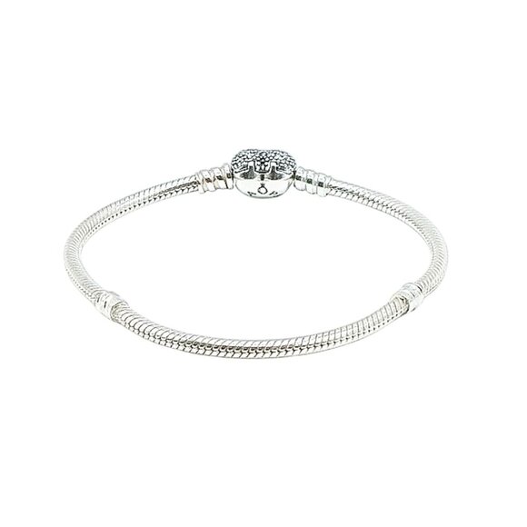 PANDORA Moments Sparkling Sterling Silver Charm Bracelet With Heart Pave Clasp - Picture 3 of 4